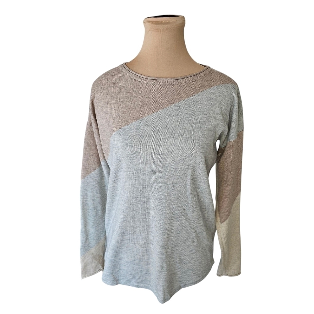 Smartwool Light Brown and Grey Long Sleeve Top Sz S